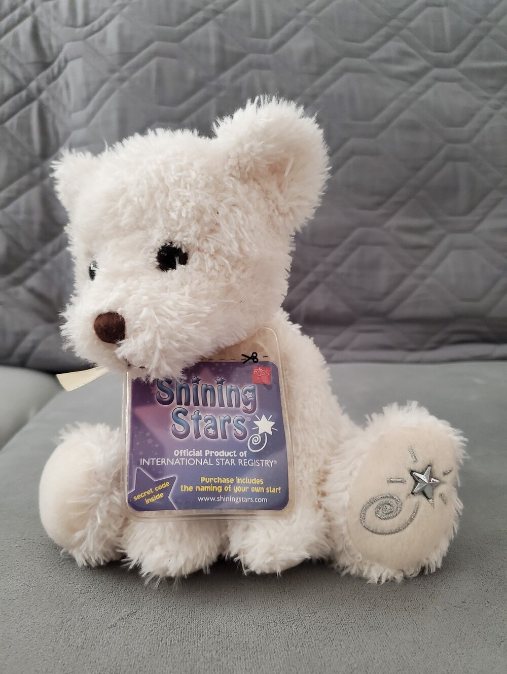 Vintage 2007 Russ Shining Stars Cream Bear Plush NWT with Unused Code Tag